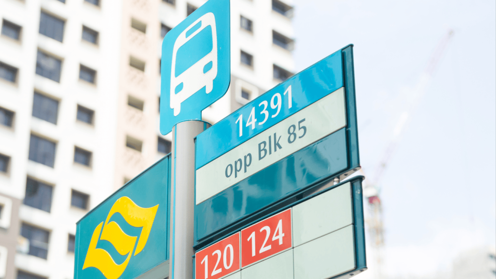Bus stop sign board, Singapore